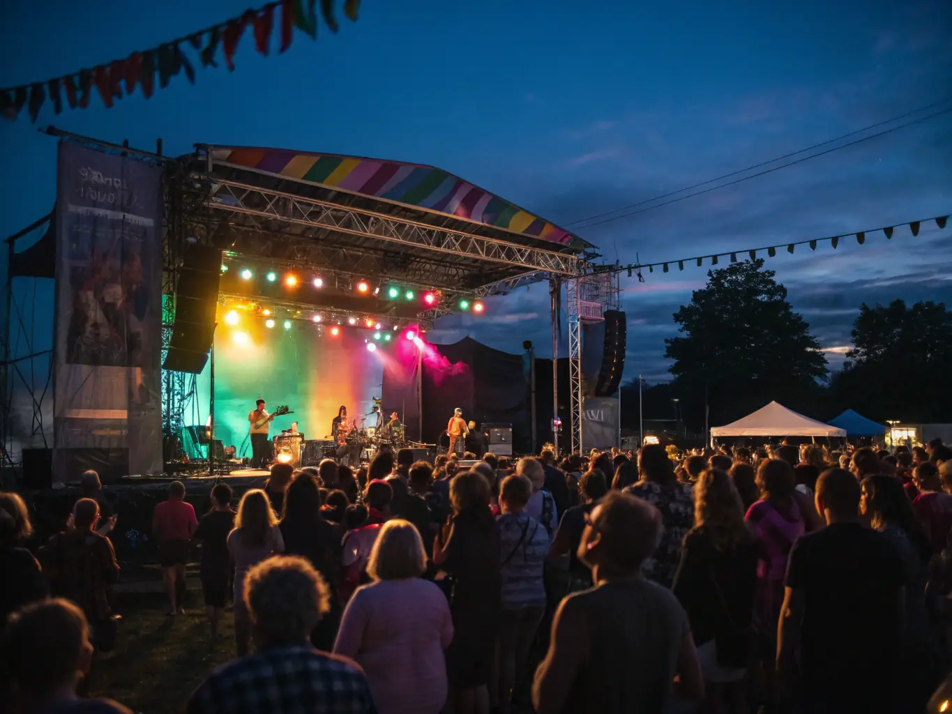 A dynamic photo capturing a live music performance at a community event organized by LES-REV'RIMES, highlighting the organization's commitment to cultural engagement.